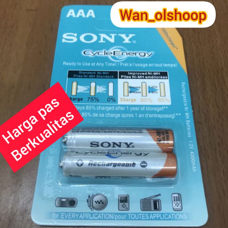 Baterai Charger Sony AAA - A3 / Batre Charger Sony AAA 4300 Mah isi 2 pcs