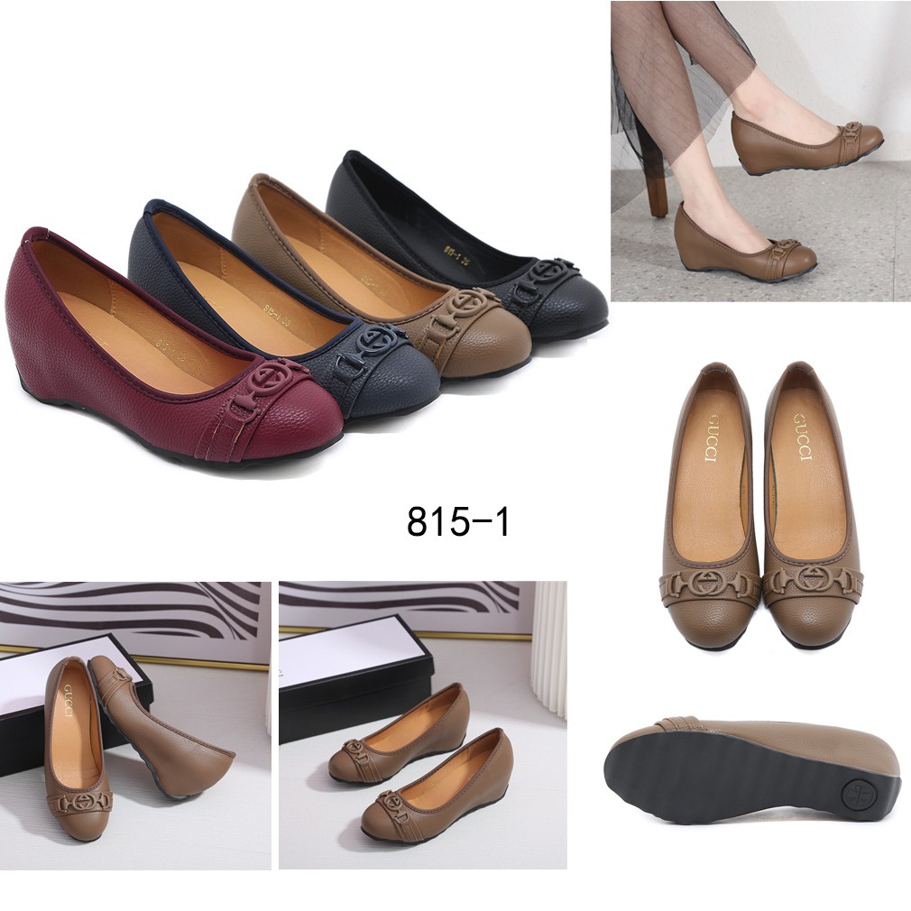 GC Leather Double G Logo Wedges Shoes 815-1