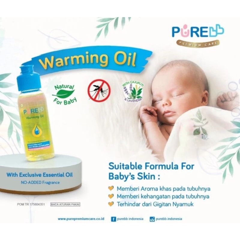 PureBB Warming Oil With Cajuputi &amp; Lavender 60 ml - Minyak Telon Bayi