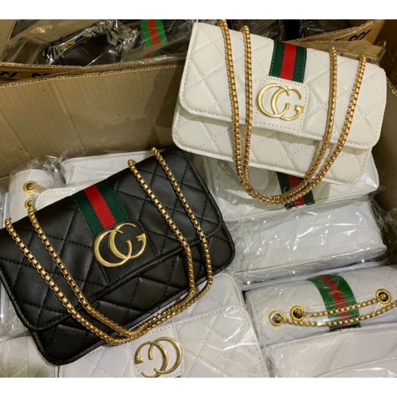 TAS SELEMPANG WANITA GUCCI TALI RANTAI EMAS MURAH