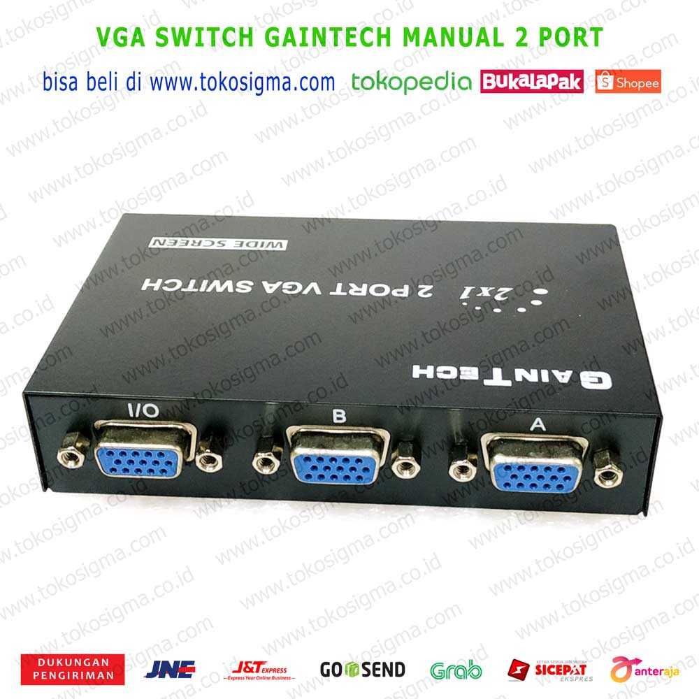 VGA SWITCH 2 PORT METAL CASE - 2X1 PORT SELECTOR VGA MANUAL BUTTON