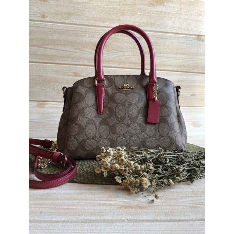 Tas Coach Mini Sage carryall sign red