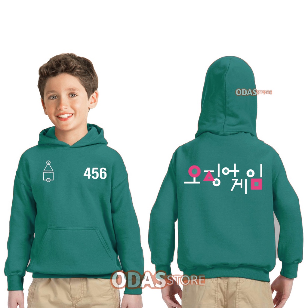 SWEATER HOODIE ANAK SQUID GAME KOREAN PAKAIAN JAKET ANAK SQUID GAMES JACKET BISA RIQUEST NOMOR