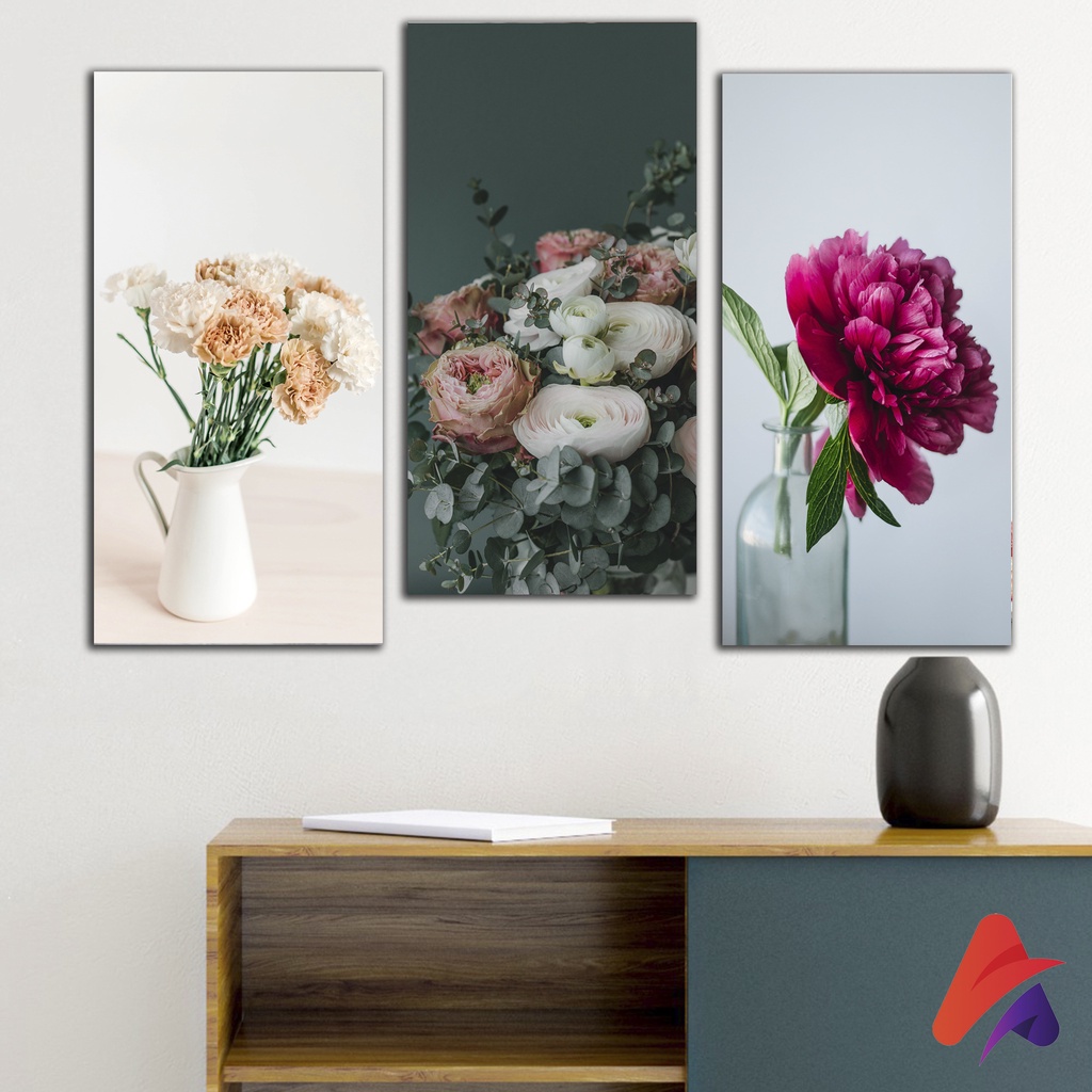 APOLITO HIASAN DINDING BUNGA PEONY AESTHETIC (15X30 CM) PAJANGAN WALL DECOR DEKORASI DINDING BUNGA PEONY KAYU MINIMALIS