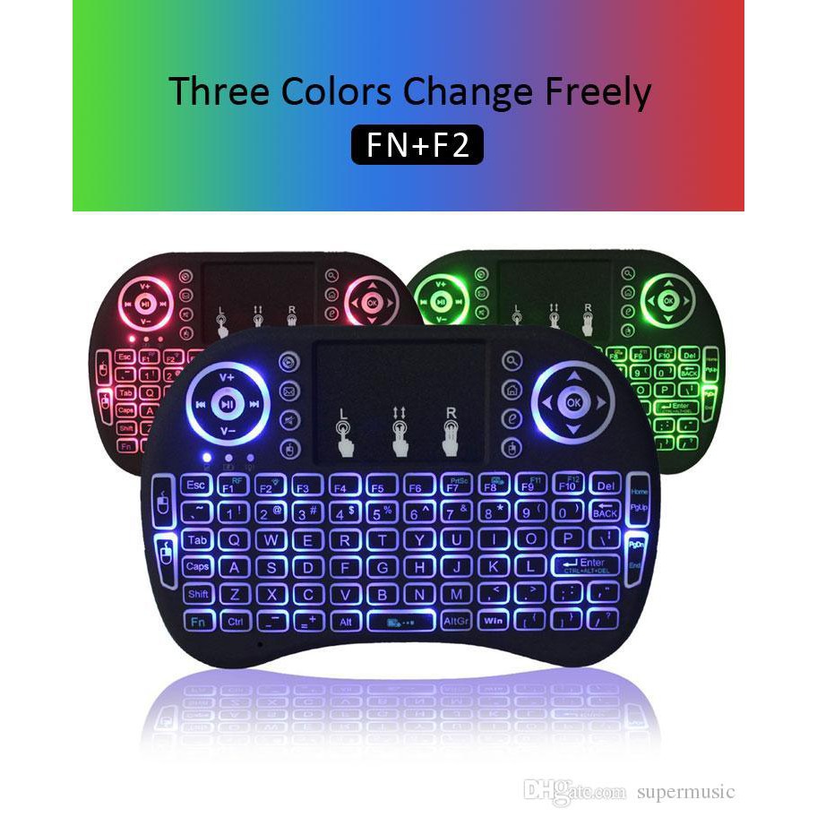 Mini Wireless Keyboard Touchpad i8 with 3 Differect LED Backlight Color