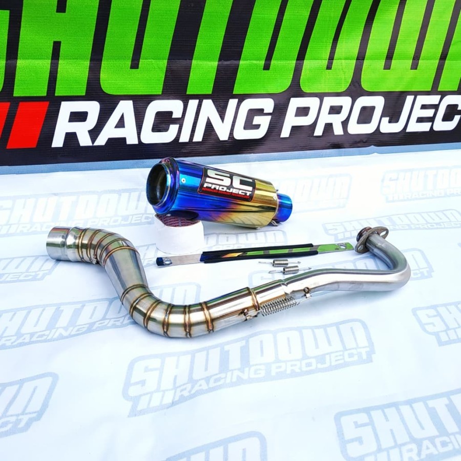 Jual Knalpot Motor Racing Merk SC PROJECT CR-T Blue MIO - FINO - MIO SOUL - MIO J - MIO M3