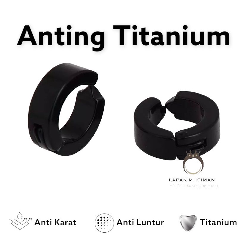 ANTING PRIA JEPIT HITAM TITANIUM 316L