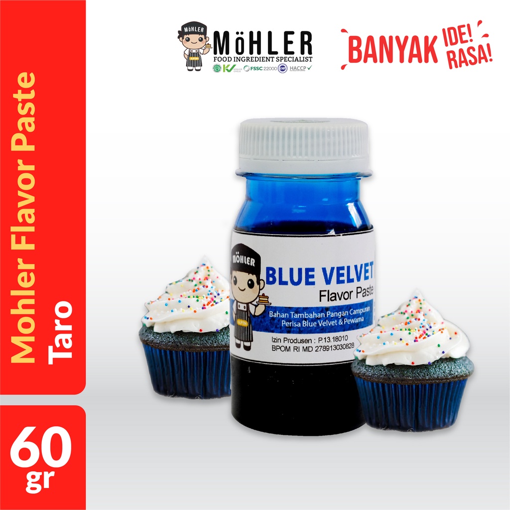 MOHLER Pasta perisa pewarna BLUE VELVET (KLIK KOMBO HEMAT UNTUK  BELI 1 GRATIS 1)