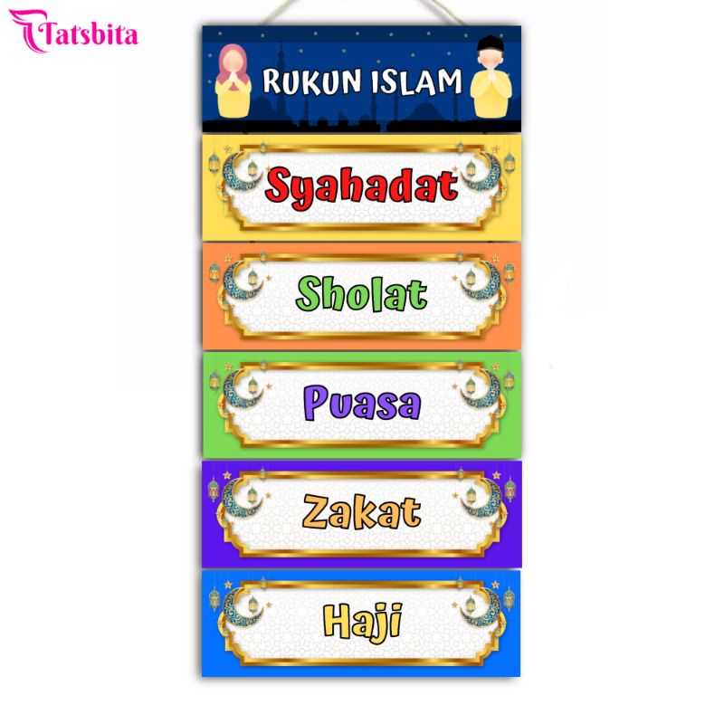 TATSBITA Pajangan Hiasan Dinding Dekorasi Wall Decor Rukun Islam & Rukun Iman Tingkat Susun