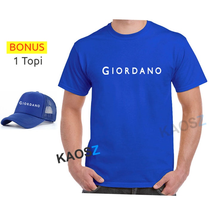 BONUS 1 TOPI. Kaos Giordano Putih Premium Lengan Pendek