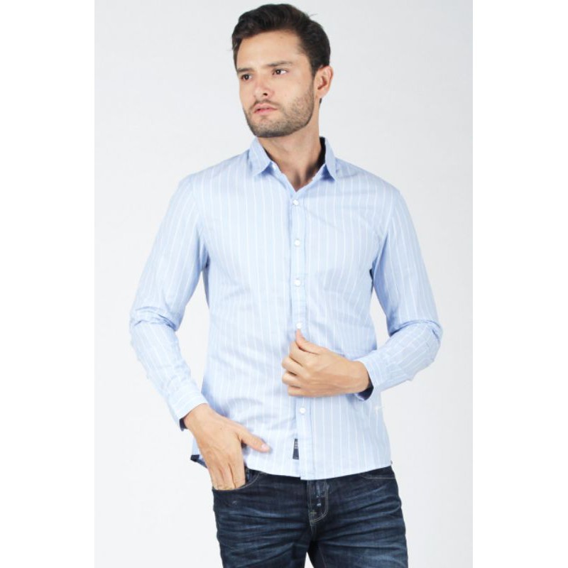 Bombboogie Original Thunder Blue White Shirt Slimfit