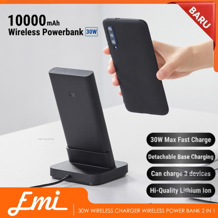 30w Wireless Charger Handphone 2 in 1 Wireless Power Bank