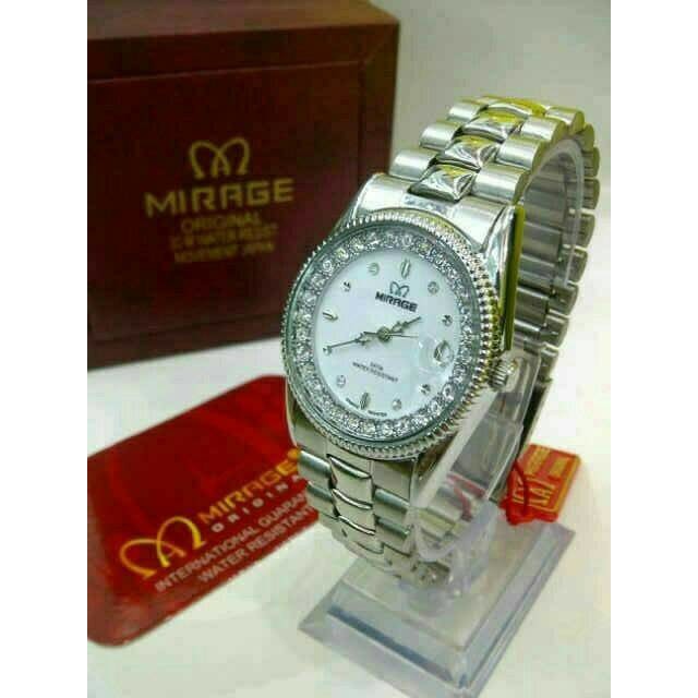 Jam Tangan Mirage 1579 Silver White Original tersedia Pria Wanita