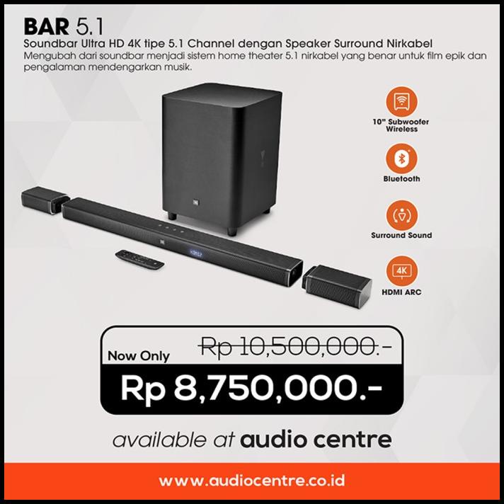 Jual Jbl Cinema Bar 5.1 4K Ultra Hd Soundbar Speaker System 5.1 Channel