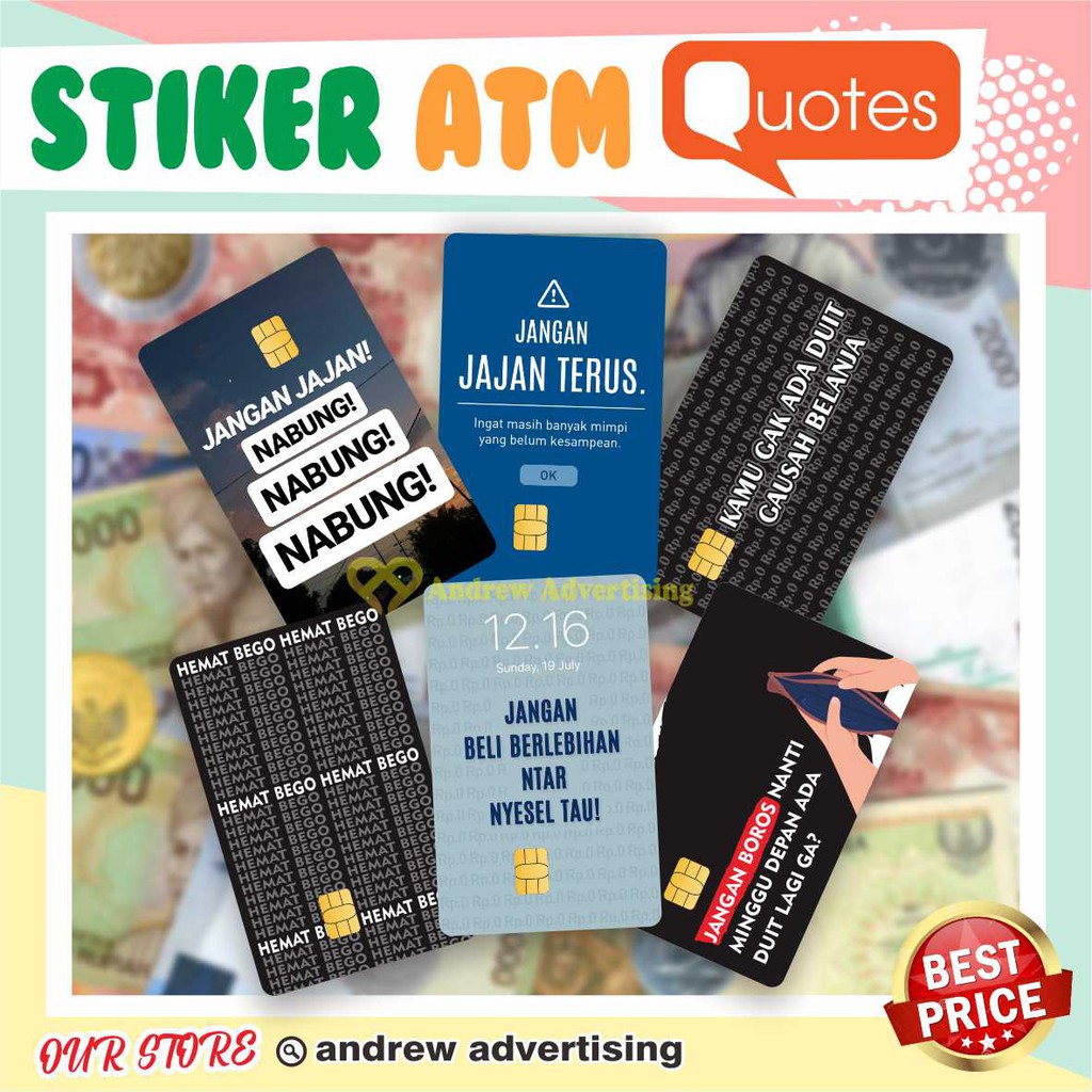 STIKER ATM QUOTES | GARSKIN / STIKER KARTU ATM / SKIN KARTU ATM / DEBIT / CREDIT / EMONEY / FLAZZ