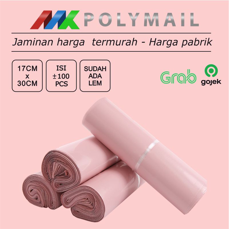 

POLYMAILER 100PCS 17x30CM BABY PINK PREMIUM GLOSSY PLASTIK POLYMAILER