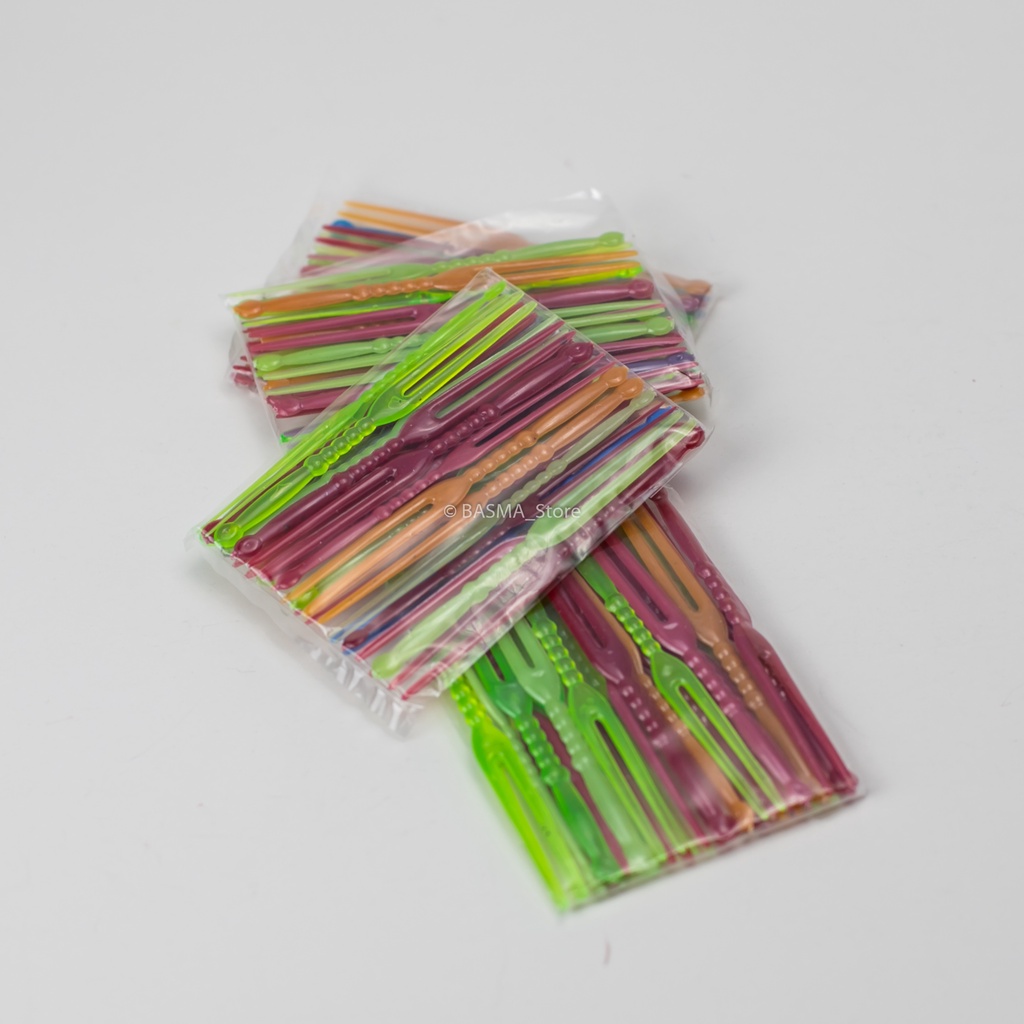Isi 24 & 100 pcs | Garpu Plastik kecil kue ulang tahun