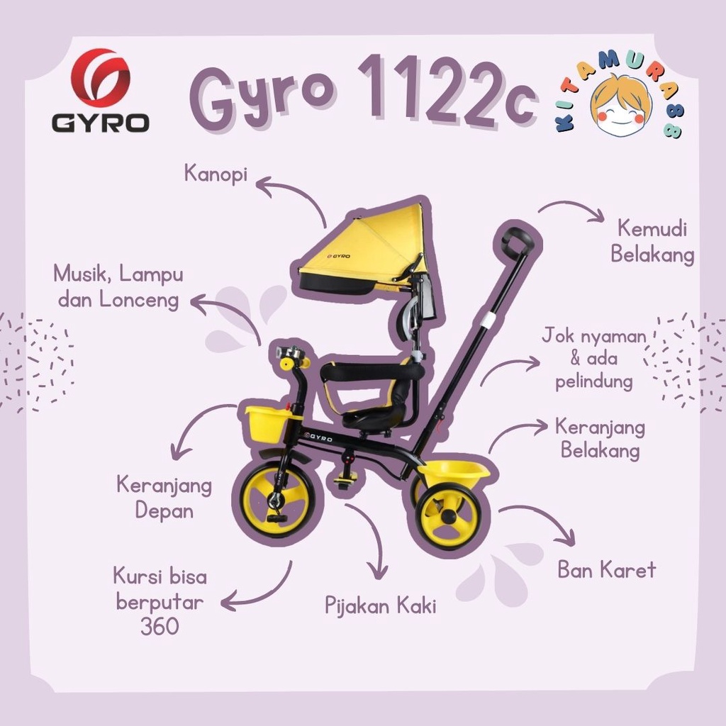 Sepeda Stroller Anak Roda Tiga GYRO 1122C