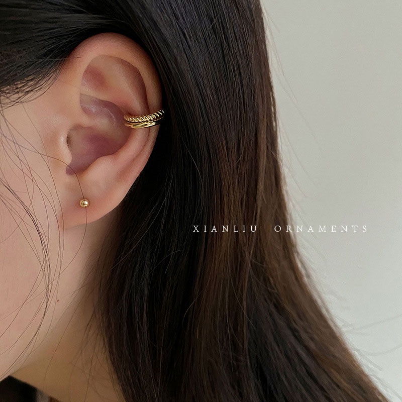 Anting Bulat Sederhana Clip Telinga Rawan Tanpa Tindik Anting-Anting Tulang Rawan Fashion Aksesoris