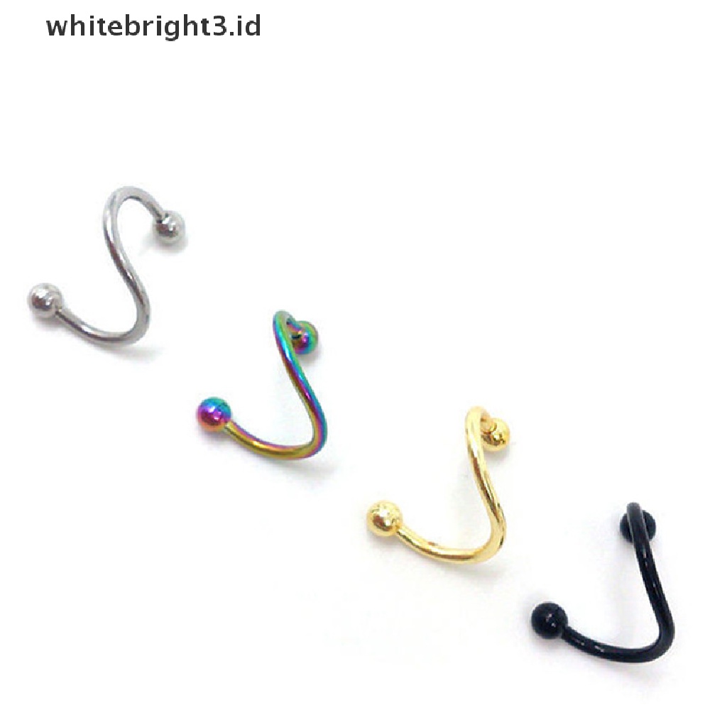 (whitebright3.id) Anting Tindik Telinga / Hidung / Bibir Bentuk Spiral Bahan Stainless Steel Gaya Punk