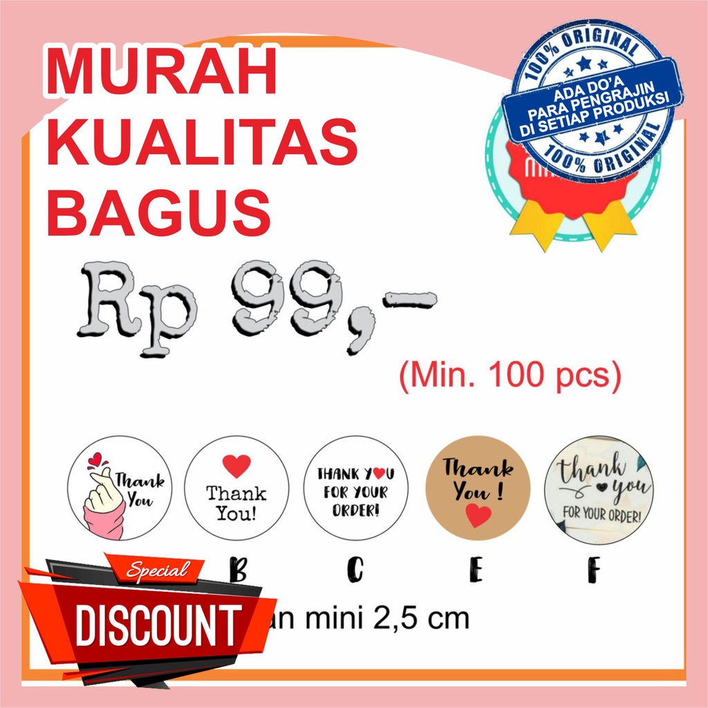 

[isi 100pcs]Stiker Label Thank You TERMURAH !!! Segel Stiker Tanks For Your Order Sticker Mini 99