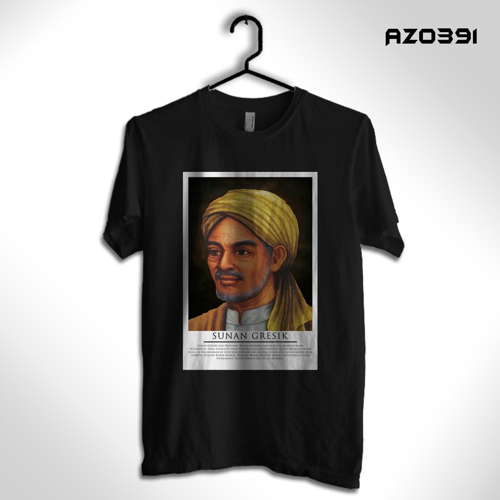 BAJU KAOS DISTRO ISLAMI SUNAN GRESIK HITAM ADA SIZE JUMBO