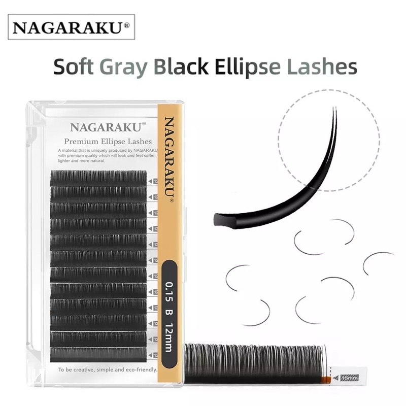 SUPER HALUS! NAGARAKU PREMIUM ELLIPSE LASH 12 BARIS EYELASH EXTENSION KOREA / SAMBUNG BULUMATA