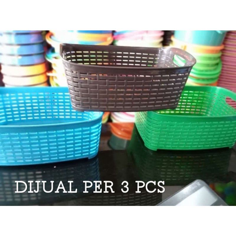PROMO 3PCS KERANJANG MINI SL / KERANJANG SAYUR MINI/ KERANJANG BUAH/ WADAH SERBAGUNA/ TEMPAT BUAH BU