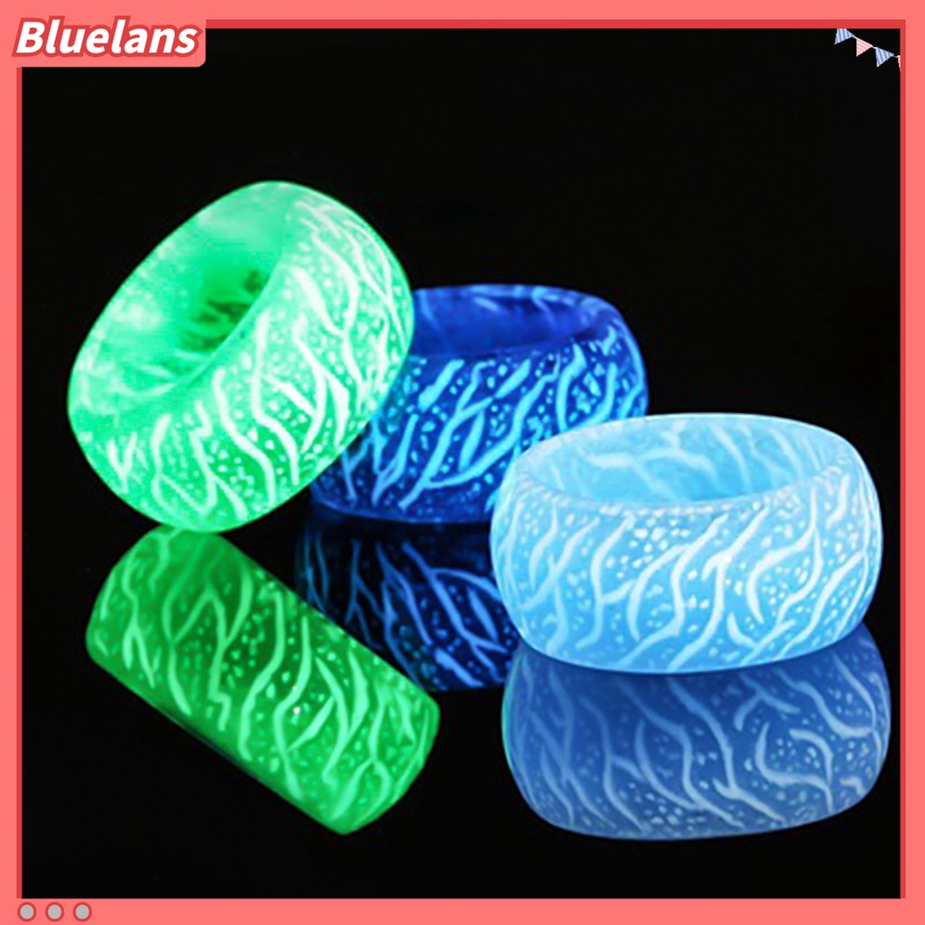 Bluelans Cincin Luminous Glow In The Dark Motif Retak Untuk Unisex