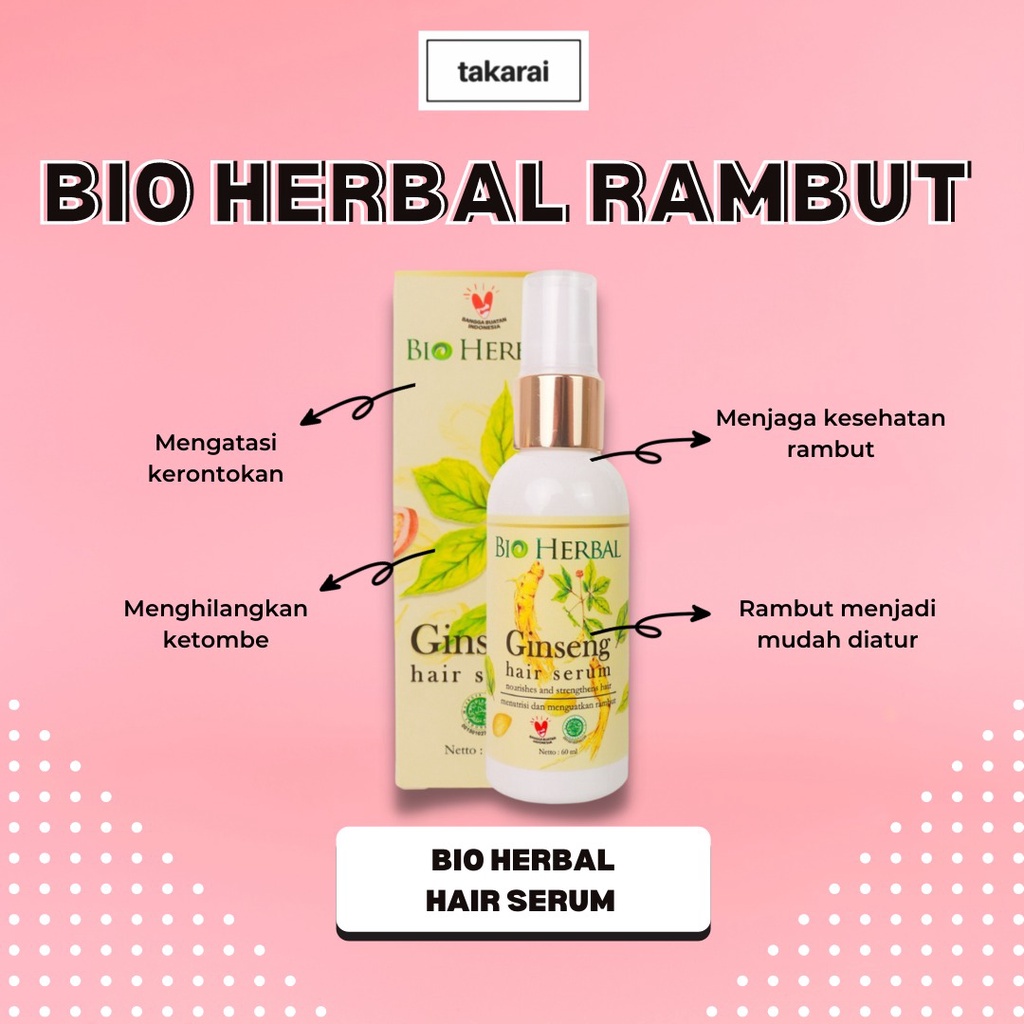 [COD] Bio Herbal Hair Serum Rambut dengan Bahan Alami Menutrisi &amp; Melembabkan Rambut Kering Hingga ke Akar - 60 ML