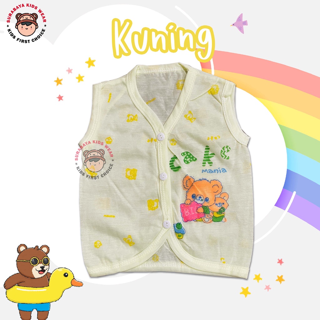 Atasan Singlet Anak Bayi Warna Kancing Motif Beruang