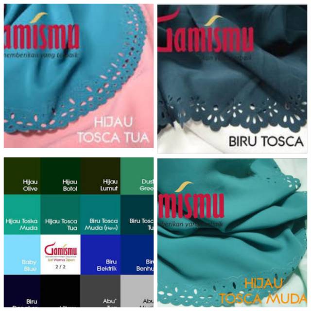 Kerudung Segi Empat Wolfis Jipon Gamismu Seri Tosca dan Biru