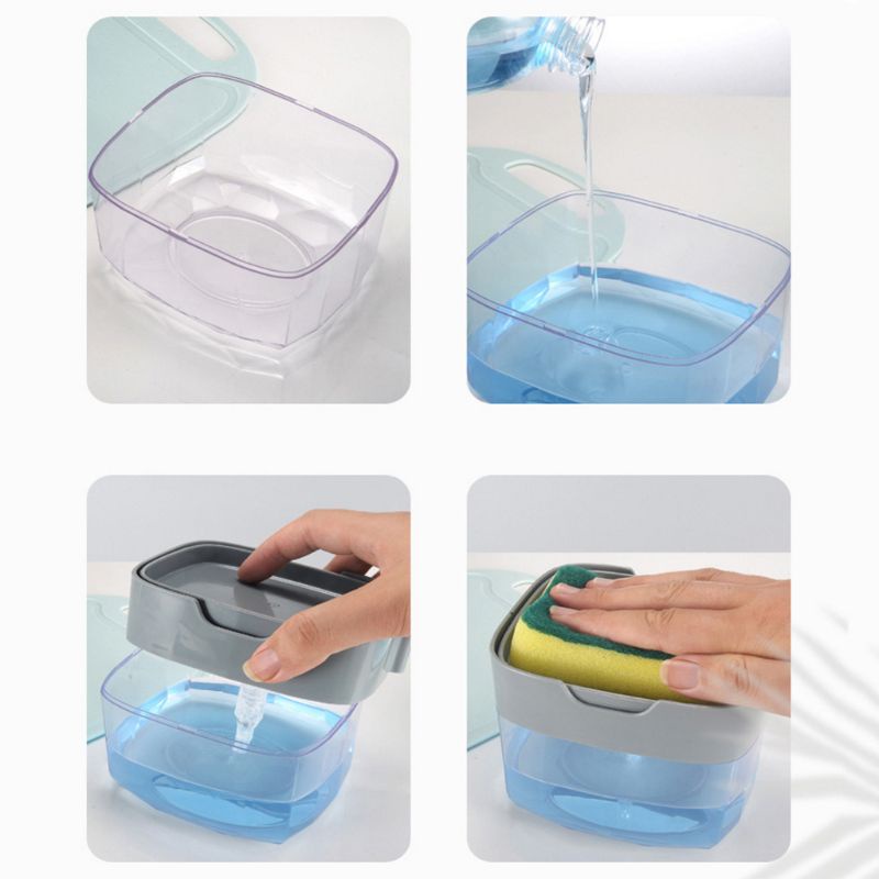 Dispenser Sabun Cuci Piring 2 In 1 Dengan Holder Spons Untuk Dapur