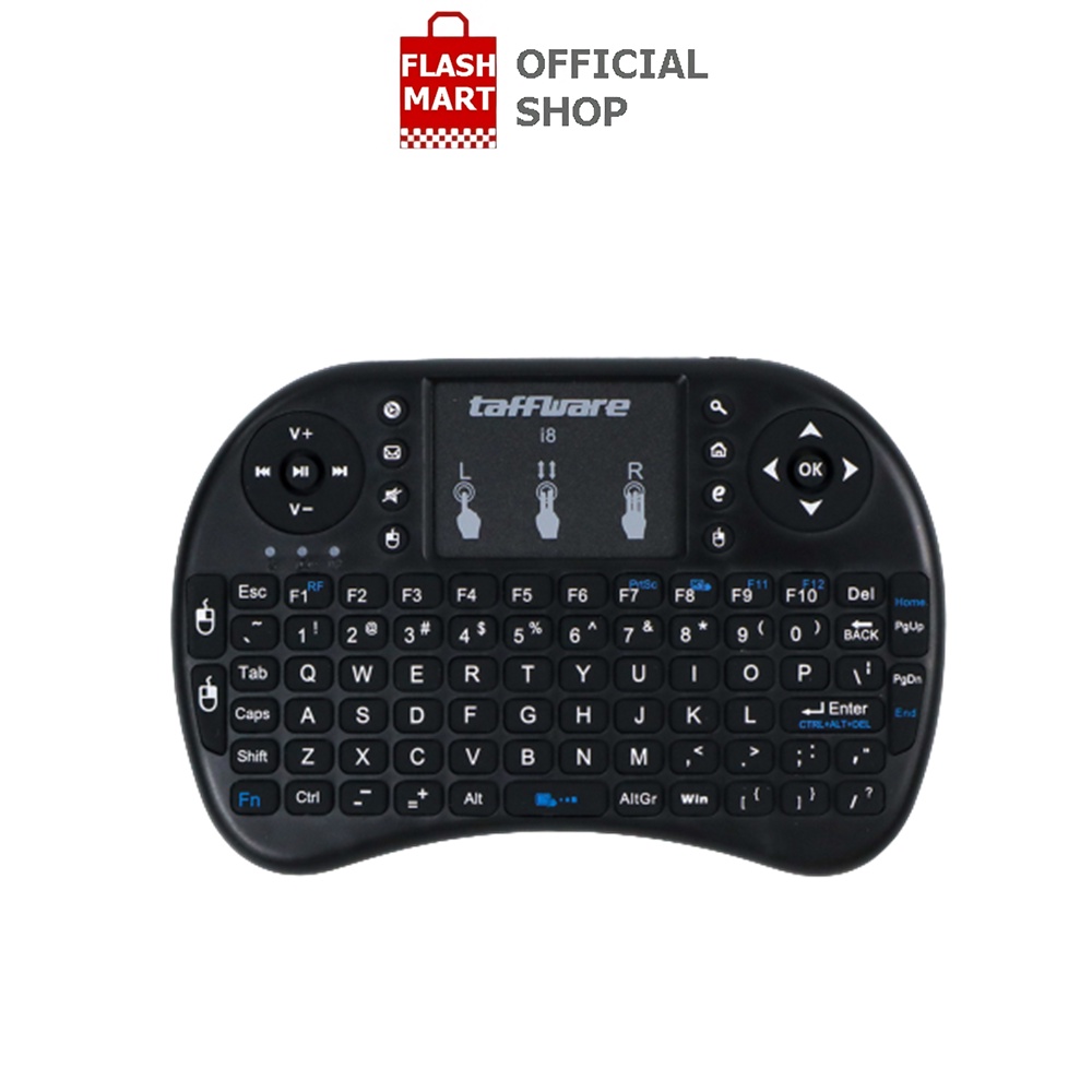 Flashmart Mini Keyboard Wireless 2.4GHz dengan Touch Pad &amp; Fungsi Mouse i8 Android TV Box