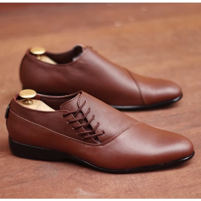 ENOZ X Morris - Sepatu Kulit Pria Pantofel Formal Original Coklat Keren Unik Trendy Murah Gaya Elegant Original