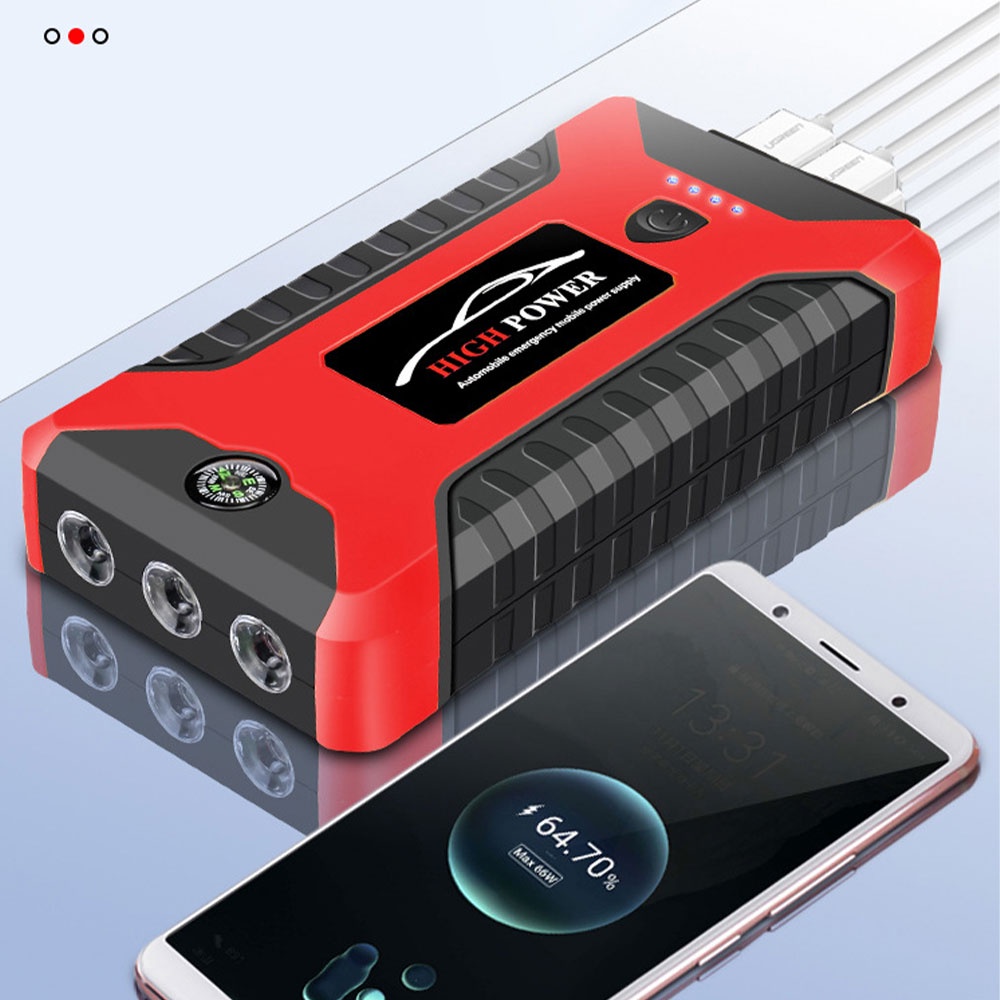 Power Bank 99800mAh Car Jump Starter 12V 4 Port USB - JX27 - Black/Red