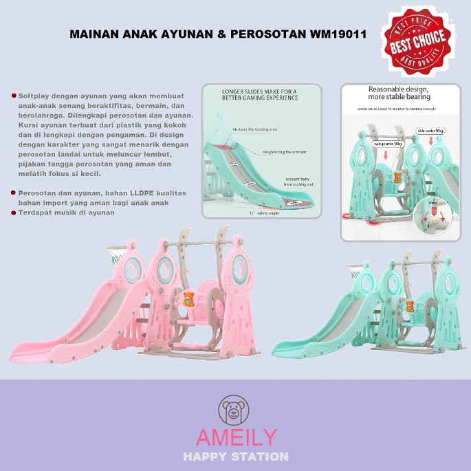 Mainan Anak Ayunan dan Perosotan Anak 2 in 1 WM 19011