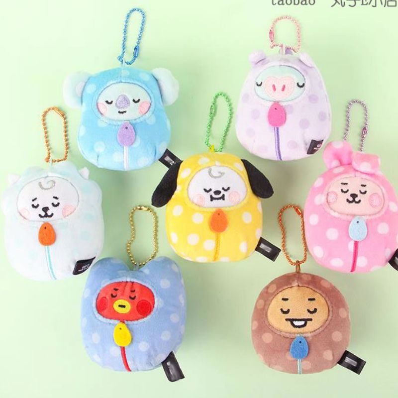 Japan OFFICIAL BT21 pajamas Doll Baby Pendant Keychain