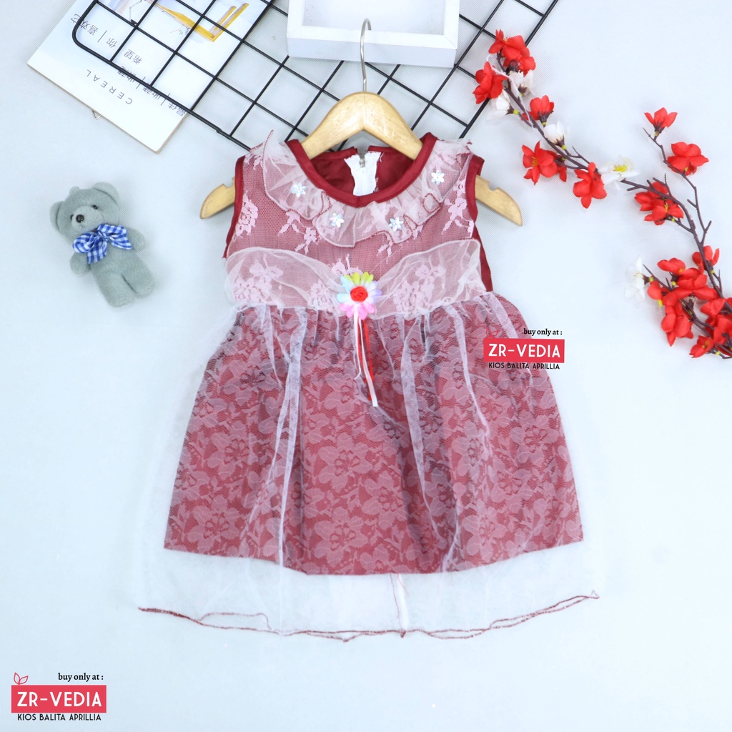 Gaun Bayi Uk. 0-12 bulan / Dress Bayi Anak Perempuan Murah Gaun Pesta Motif Polos Lengan Lucu