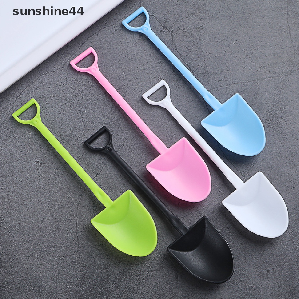 Sunshine 100pcs Sendok Scoop Es Krim / Dessert Mini Bentuk Sekop Bahan Plastik Food Grade