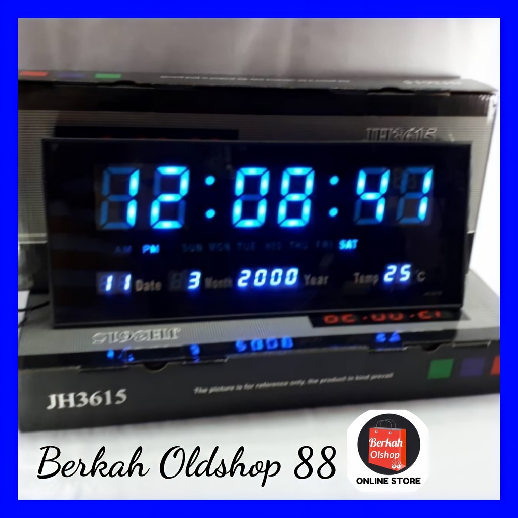 Berkah Oldshop 88 - Jam Dinding Digital LED Meja LED Clock 3615 Biru