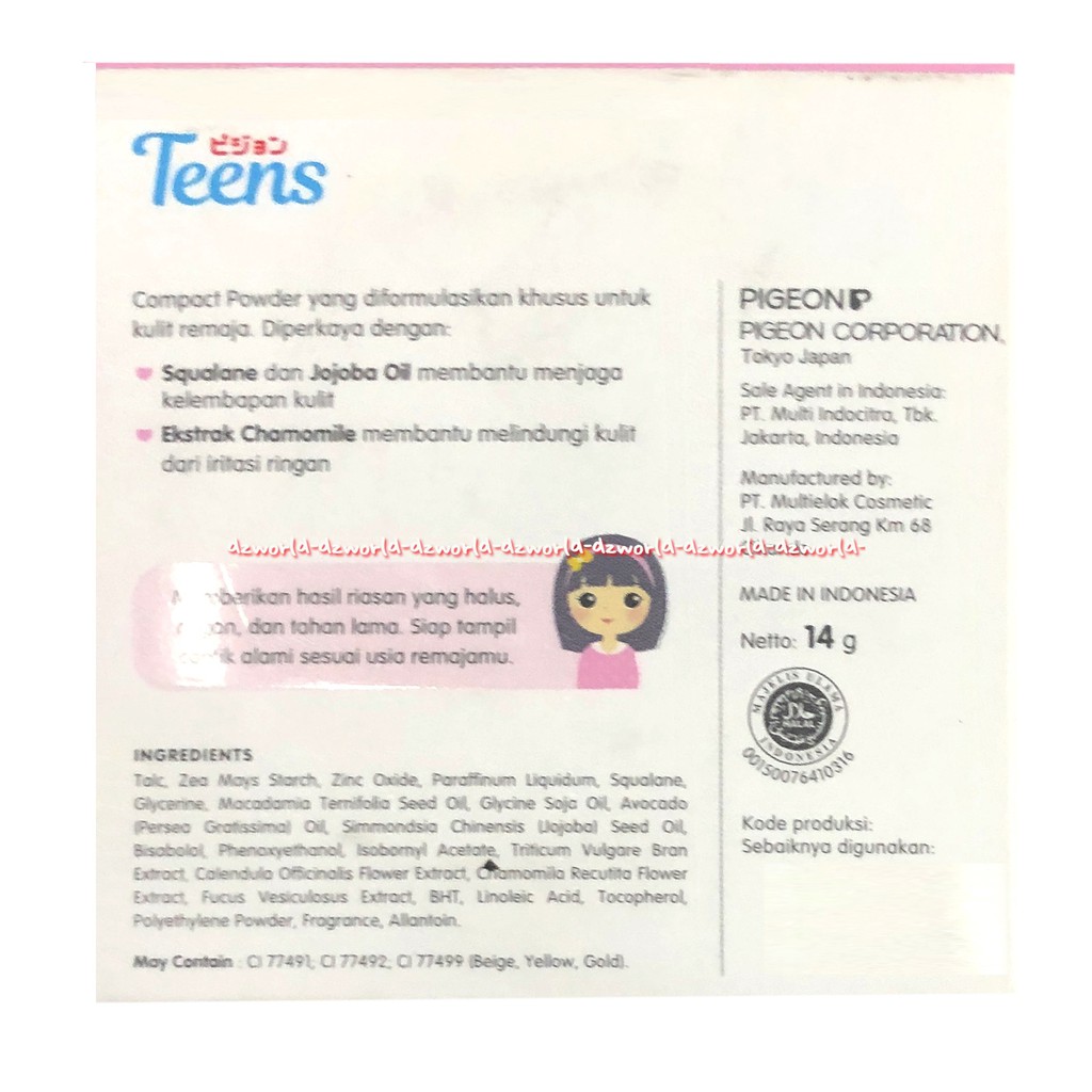 Bedak Pigeon teens Teen compact powder Bedak Remaja White-Pink