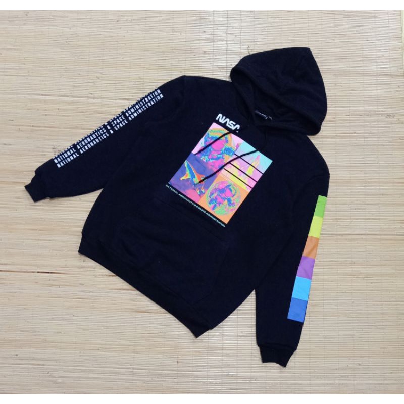 Sweatshirt Hoodie Fleece Hyperspace NASA Print Black