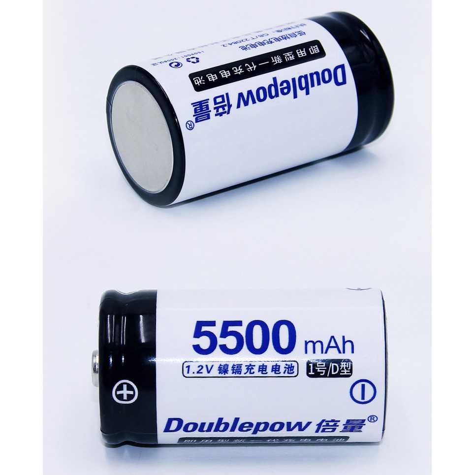 DOUBLEPOW Baterai Cas D Rechargeable 1.2V 5500mAh 2 PCS