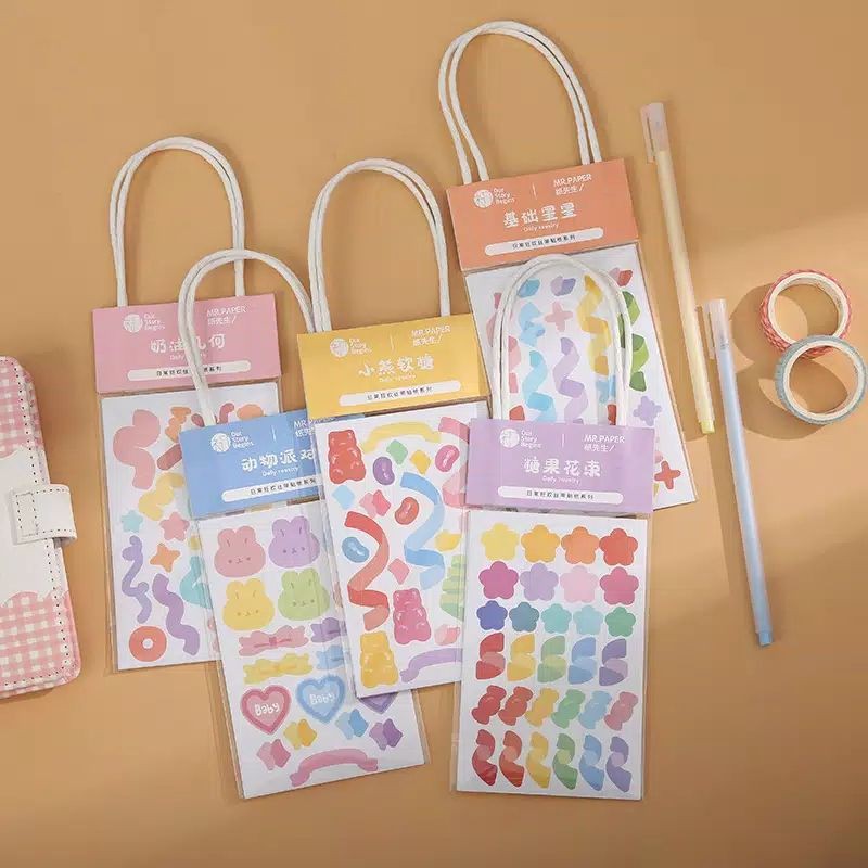 

4 pcs sticker confetti daiy carnival huruf warna dekorasi diary bujo journal scrapbook