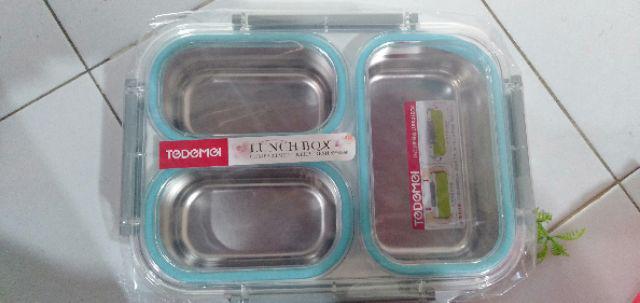 Lunchbox Tedemei 6540 Stainless Steel Sekat 3 / Kotak Makan Anti Tumpah Bocor Lunch Box