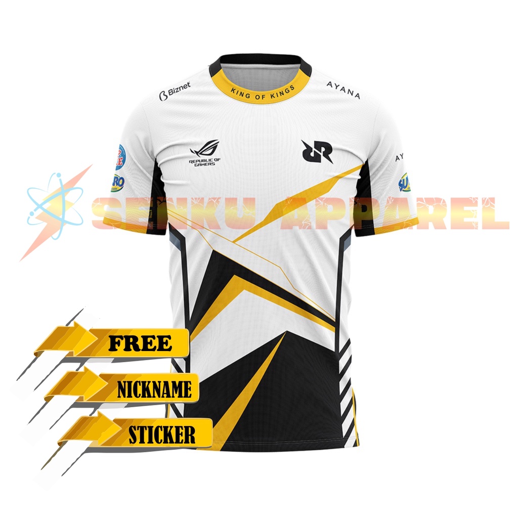 Jersey RRQ TERBARU MPL S8 2021 Putih FREE NICKNAME/Baju RRQ Hoshi Terbaru 2021 Mpl Season 8 Putih Pr