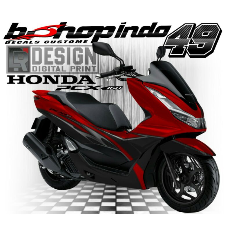 Sticker Decal PCX 160 Full Body Merah Abu Simple