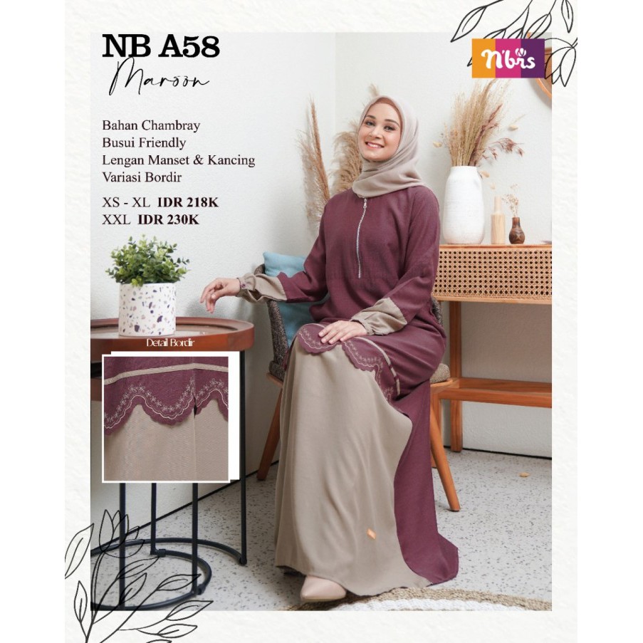NB A58|Gamis Nibras Nb A58|Nb a58 Maroon|Gamis Nb a58