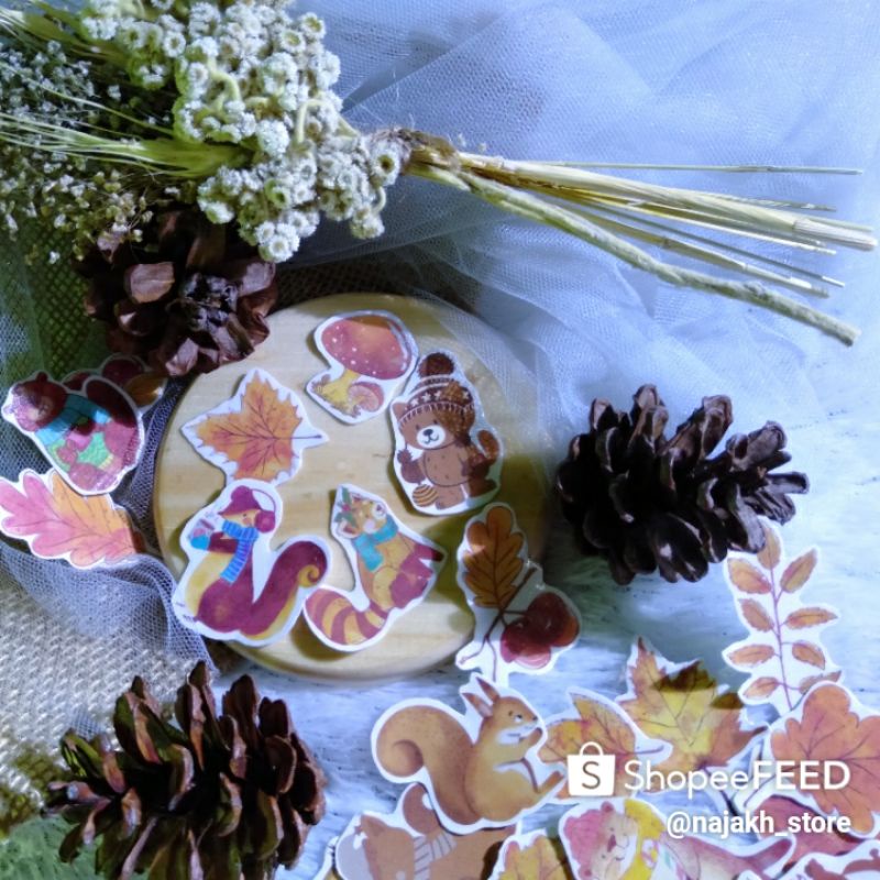 Stiker Aesthetic Daun Maple 30 Pcs